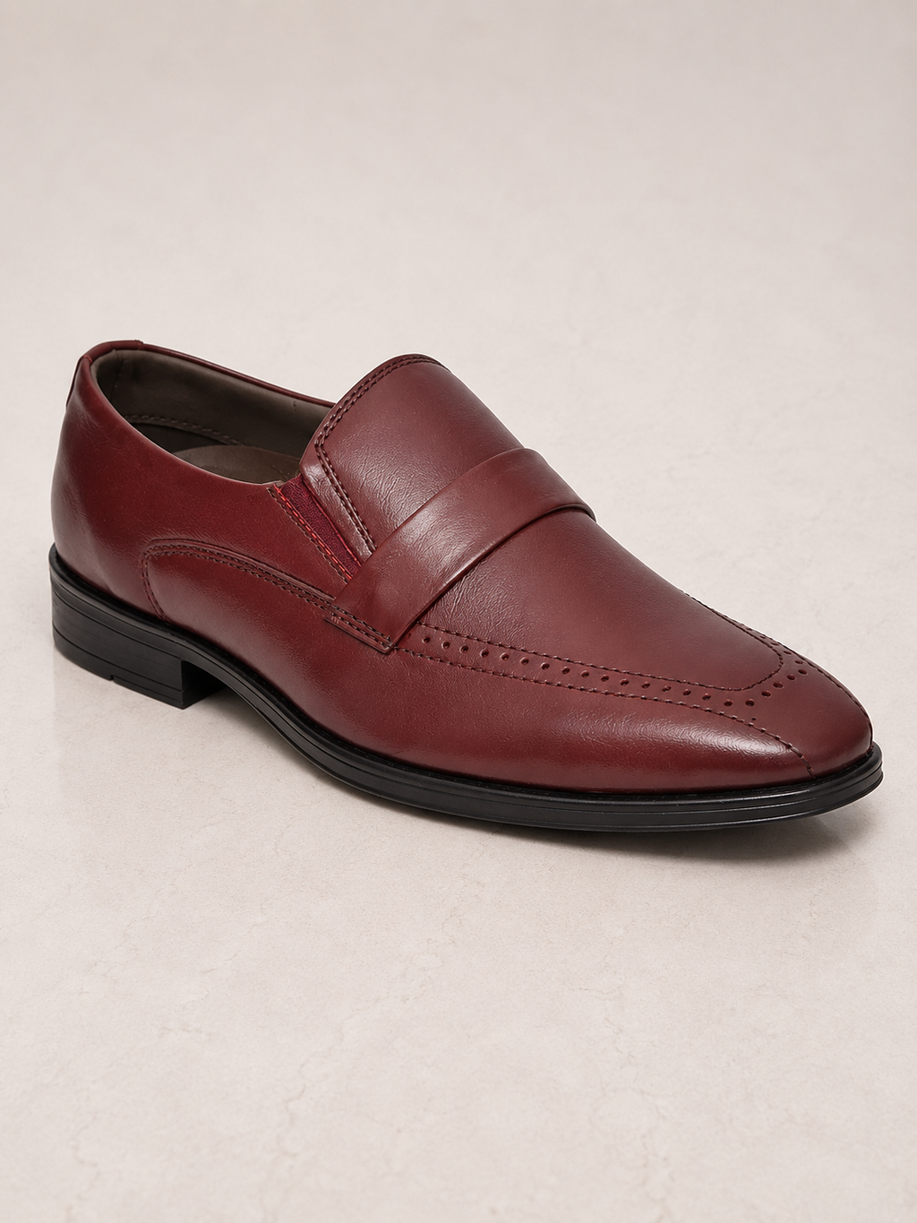 amisar wine cemented soft leather tpr sole penny loafers side view