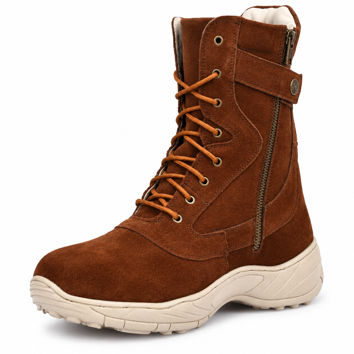 Biker Boots With Side Chain - Dark Suede