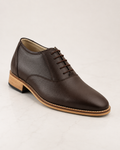 amisar elevator derby brown Hidden 3" Height Increase Full Grain Leather Upper Handmade Sheet Sole side view