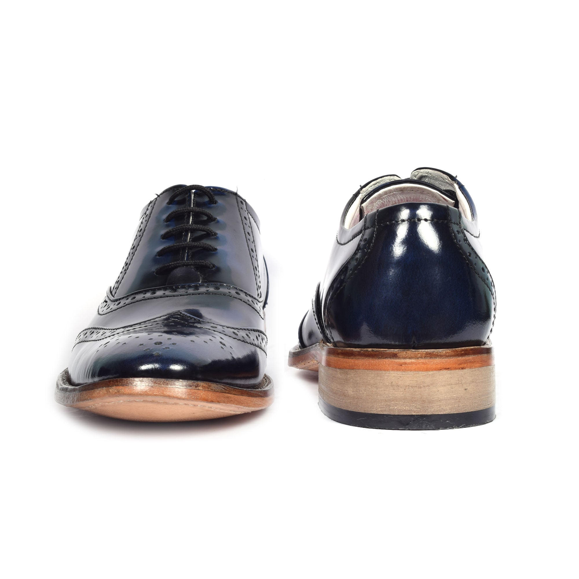 Goodyear Welted Brogue Shoes :  Blue Brush off leather with Memory foam footpad.