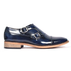 Goodyear Welted Monk Strap Shoes :  Blue Brush off leather with Memory foam footpad.