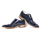 Goodyear Welted Brogue Shoes :  Blue Brush off leather with Memory foam footpad.