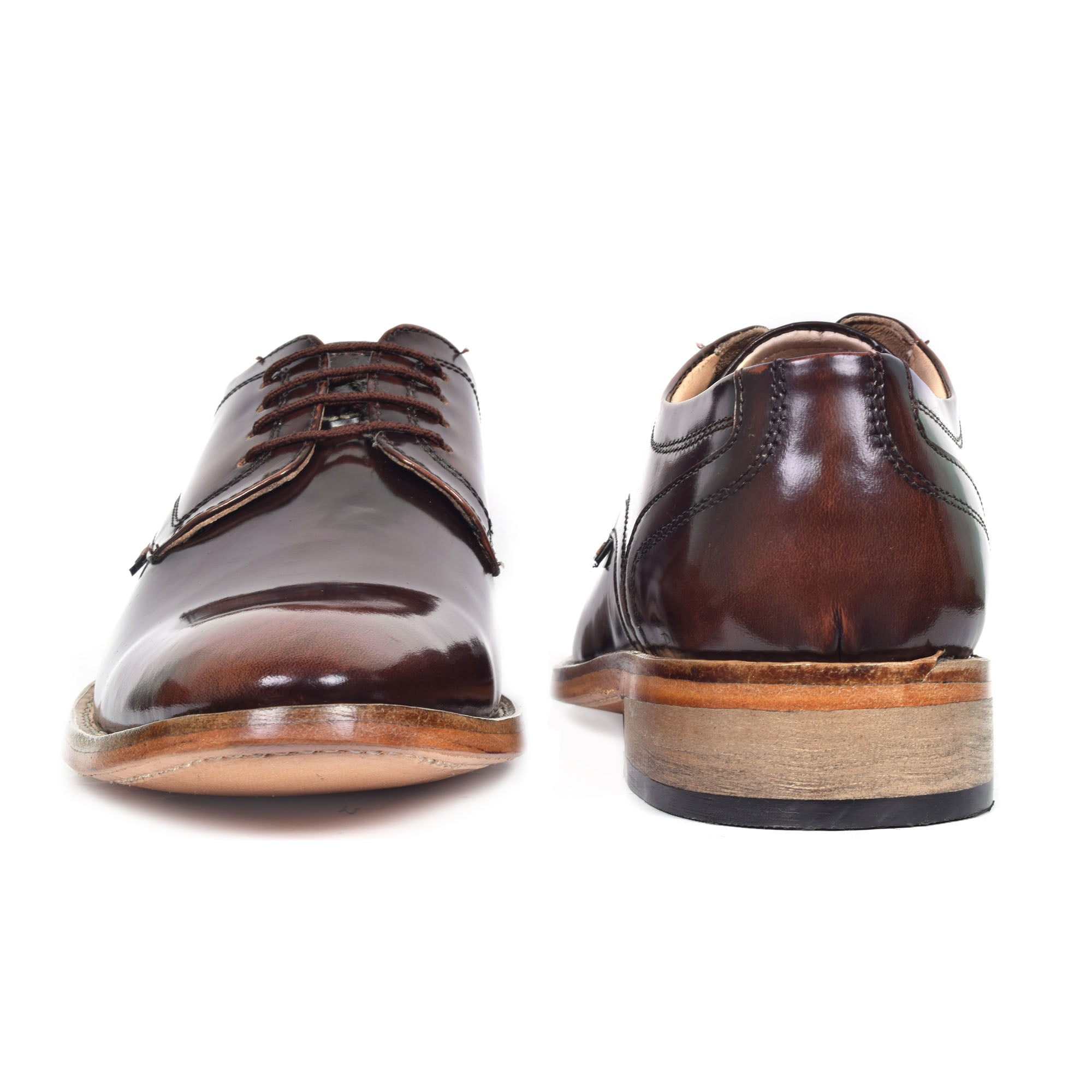 Goodyear Welted Derby Shoes :  Tan Brush off leather with Memory foam footpad.
