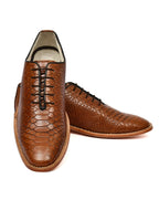 Goodyear Welted Derby Shoes :  Tan Cobra Embossed leather with Memory foam footpad.